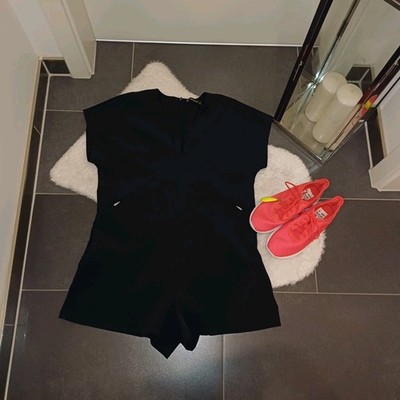 Jumpsuit Zara L 42 44 dunkelblau elegant Onesuit overall kurz fester stoff Top