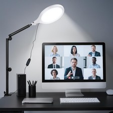 Desk Ring Light with Stand Clamp, 10'' Dimmable Video Conference Lighting f...