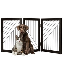 Freestanding Dog Gate 3-Panel Foldable Pet Fence for Cats and Dogs 55x24-Inch