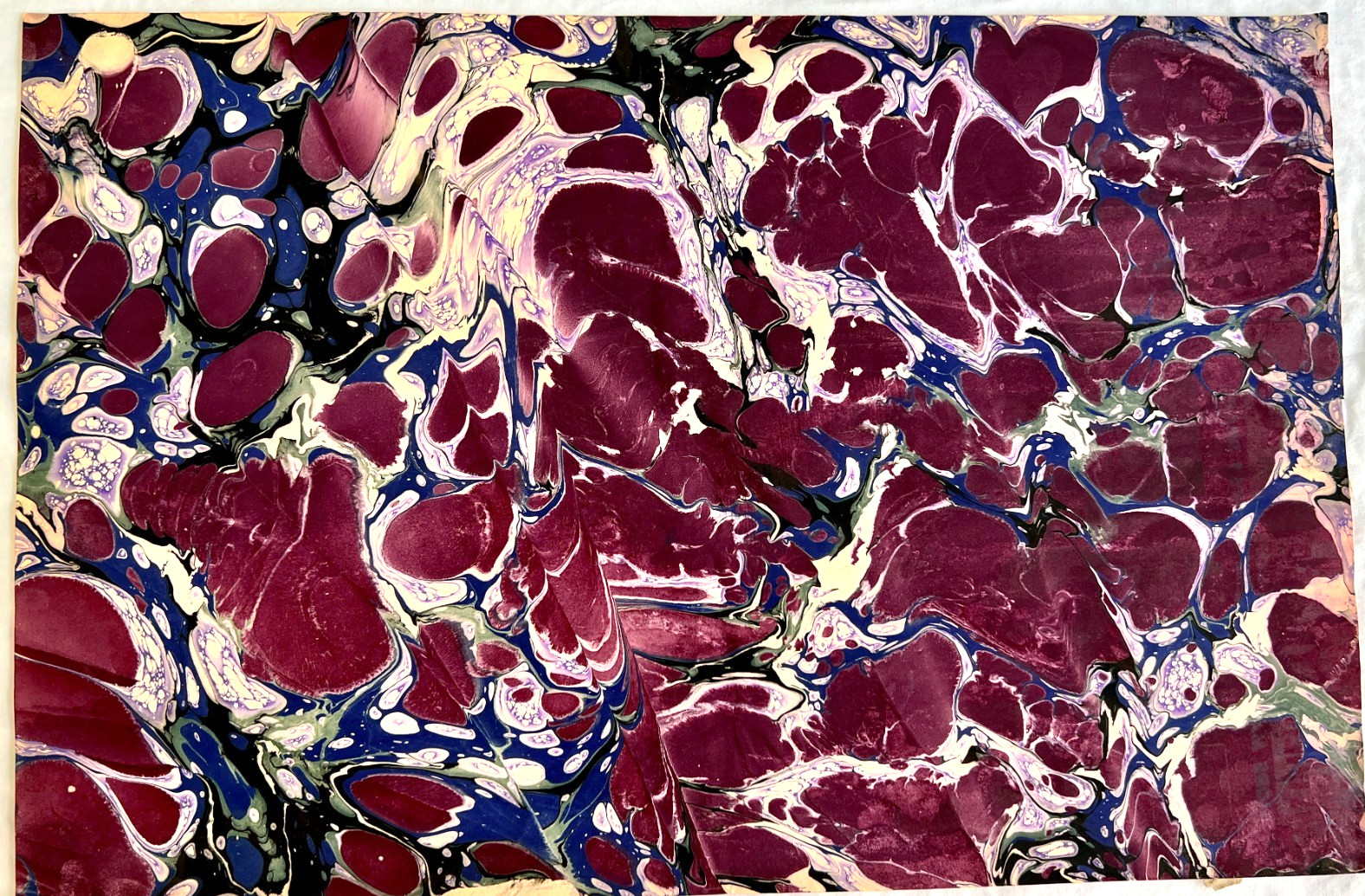 Lot of 4 Hand Marbled Paper Sheets 19" x 12.5", Bookbinding, Crafts, Art