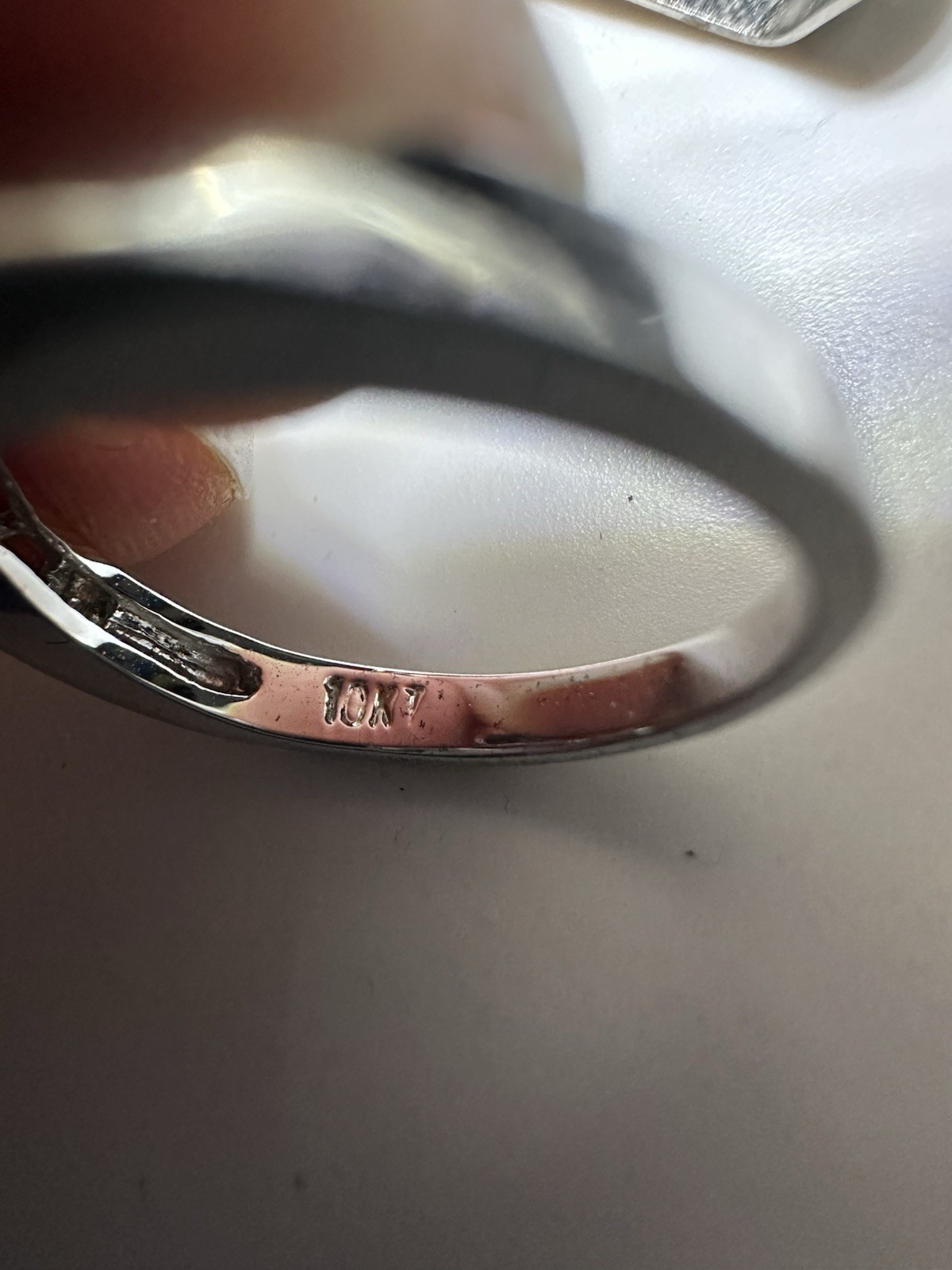 Solid 10k white gold dress ring featuring an oval… - image 15