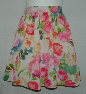 Girls Sz 10-11 Casual or Dress Colorful Floral Lined Full Skirt BONNY BILLY
