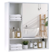 Bathroom Wall Mirror Cabinet Recessed or Surface Mount Medicine Cabinet White