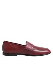 Dolce & Gabbana Burgundy Leather Formal Slip On Men's Shoes Authentic