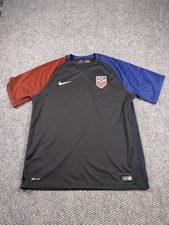 USA Soccer Jersey Mens Short Sleeve Nike Dri Fit Black Blue Red USMNT Crest