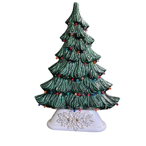 Vintage Nowell 16" Thin Profile Light Up Ceramic Christmas Tree Vintage Holiday