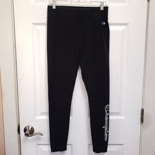 Champion Black Athletic Graphic Logo High Rise Everyday Leggings Womens M