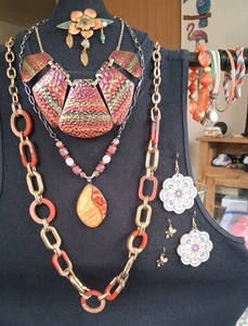 Mixed Lot Of 10 Boho Style & Lovely Copper Dangly Brooch