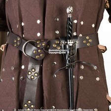 Genuine Leather Lace Medieval Chaucer Frog with Belt Loop for Short Sword Dagger