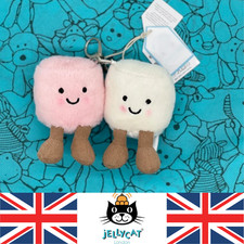 2x Marshmallow Plush Toy - Small Soft Charm Keychain for Bag Cute Gift UK Seller