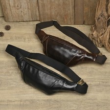 Women Men Genuine Leather Cell Belt Bag Fanny Pack Waist Wallet Sling Chest Bag