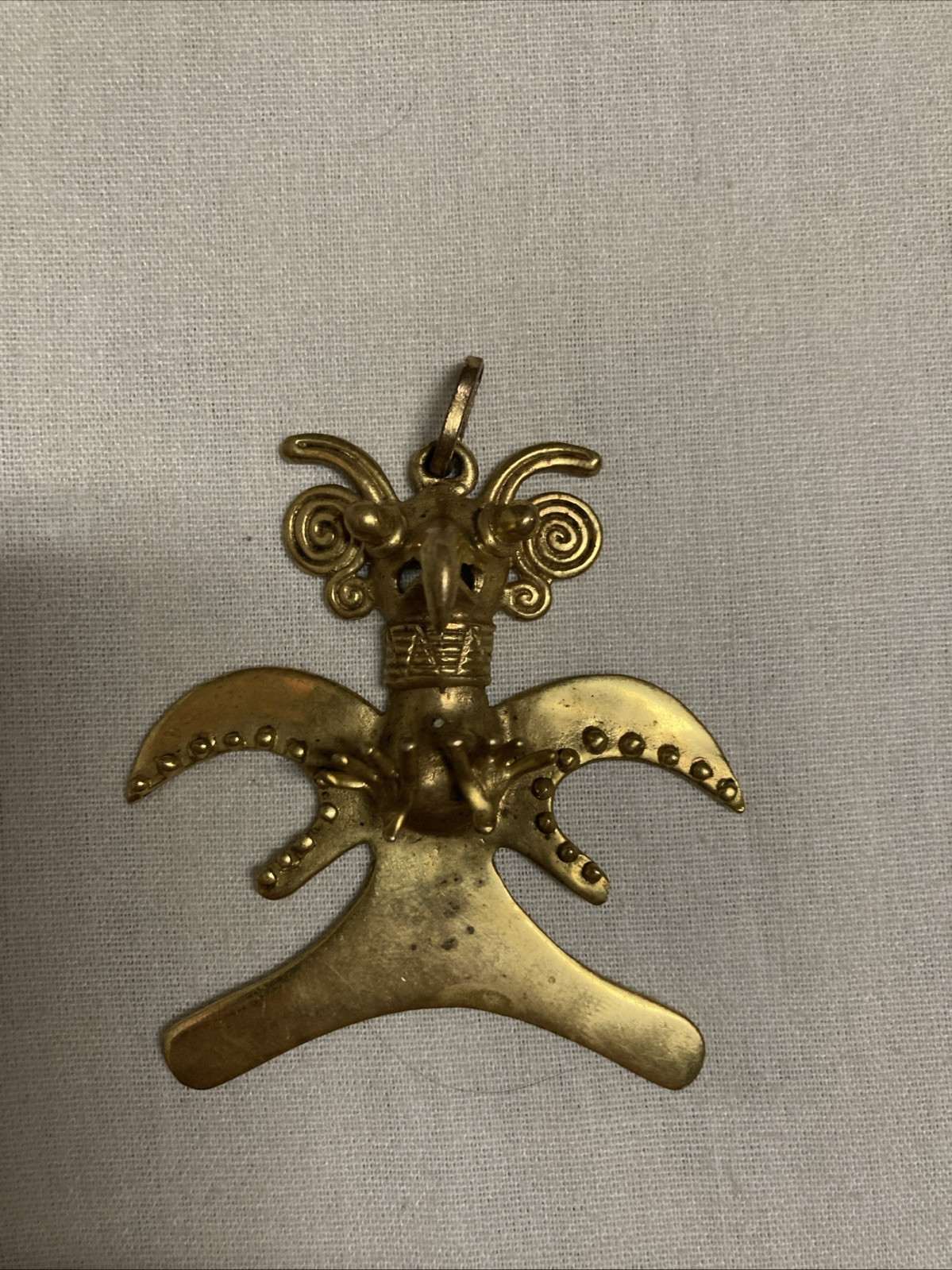 Vintage Aztec Mayan Type Tribal Bird Pendant - Gem