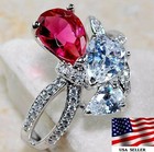 3CT Heat Treated Rubellite Tourmaline 925 Solid Sterling Silver Ring Sz 6 &6-2 — photo 2