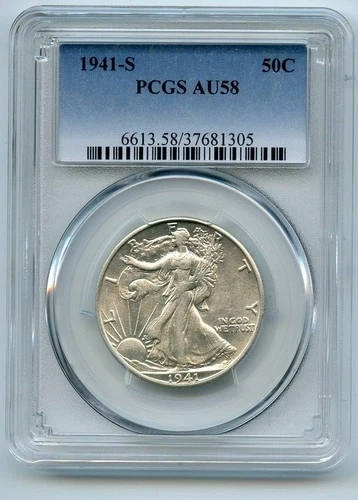 1941-S WALKING LIBERTY HALF DOLLAR PCGS AU-58