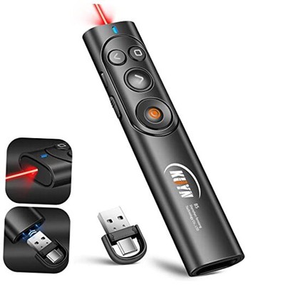 Rechargeable Presentation Clicker, Wireless Presenter Remote with Type C &USB, 