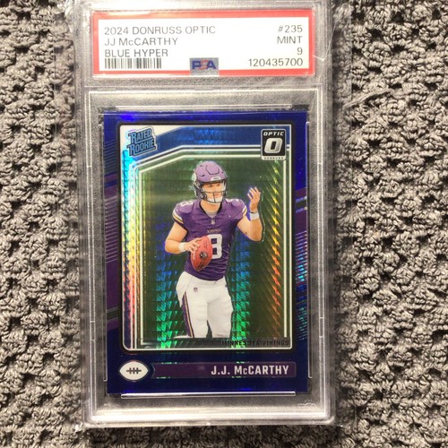 Panini 2024 Donruss Optic J.J. McCarthy RC #235 Vikings Blue Hyper PSA 9