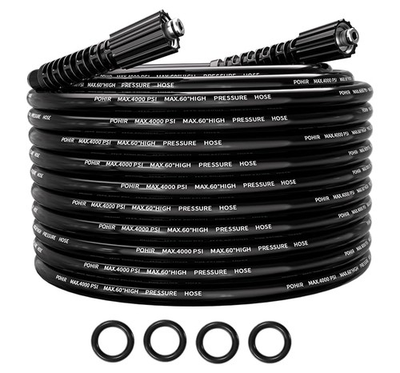 #ad POHIR Pressure Washer Hose 25FT 4000PSI 4000 PSI M22 Fitting Black $28.74