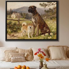 Oil Painting Great Dane Dog Artwork Canvas Print Rustic Dog Wall Art Decor