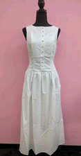Rihoas Round Neck A Line Pockets No Stretch Maxi Dress Size Small White