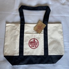 Trader Joe  s Canvas Reusable Tote Bag NAVY BLUE CLASSIC Large NWT