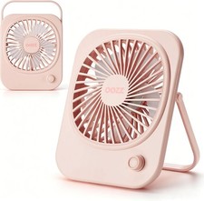 OOZZ Ultrathin Pink Rechargeable Desktop Fan, Portable Fan with Adjustable stand