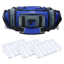 Osage River Elite Tackle Bag, Ripstop Large Soft Sided Bag w/ Tackle Boxes, Ash