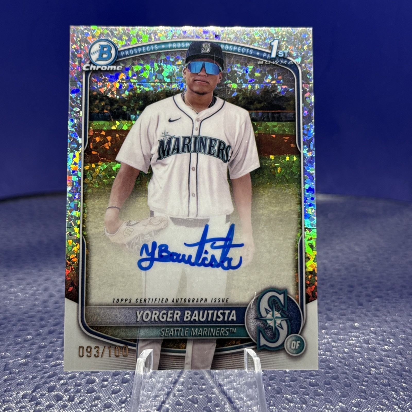 2025 Bowman Chrome Yorger Bautista Auto Mini Diamonds Refractor 1st #93/100