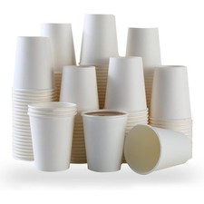 Disposable Hot Coffee Cups 8 Oz Bulk Pack of 100 Paper Cups for Home Office