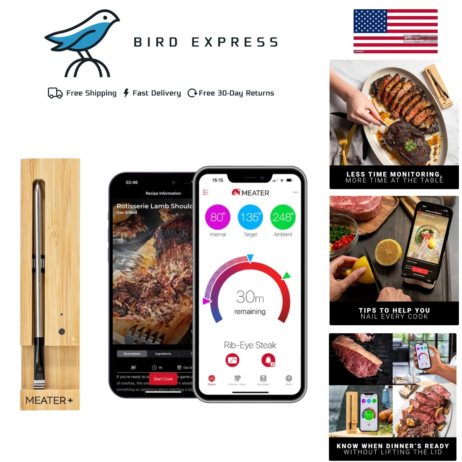 Wireless Bluetooth Meat Thermometer Digital for Grill Oven Smoker Kitchen