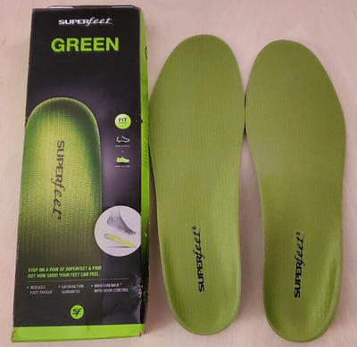 #ad Superfeet Green Insoles Orthotic Arch Support Size F Men#x27;s 11 13 Womens 12.5 US $24.99