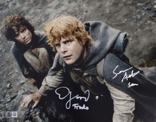 Elijah Wood & Sean Astin LORD OF THE RINGS Signed 11x14 Photo Beckett WITNESSED