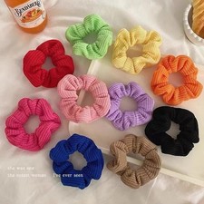 Autumn Winter Knitted Hair Scrunchies Bright Color Knitting Solid Color Ponytail
