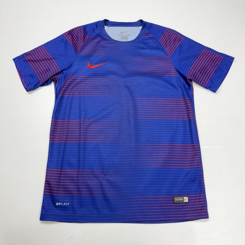 Nike Dri Fit Flash GPX Mens Soccer Shirt M Blue/Red Striped Sports Athletic USA
