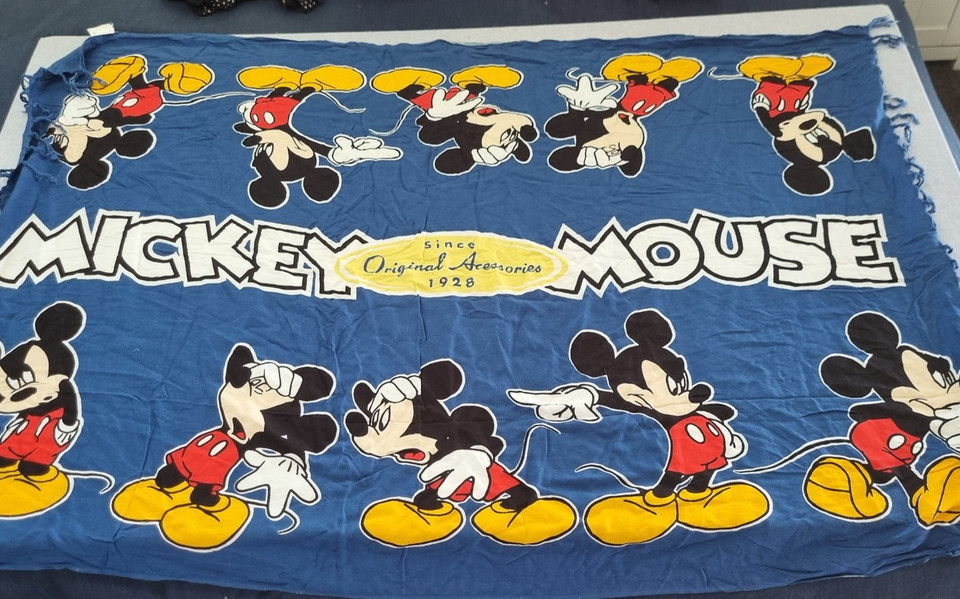 Vintage Mickey Mouse 43x33"  Wrap Midi Skirt cotton sarong fringe scarf