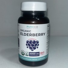 Pure Co Natural Herbs Organic Elderberry 10:1 Extract 30 Vegan Caps New