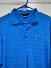 Nike Dri Fit Tiger Woods Collection Mens Golf Polo Shirt Size L Blue