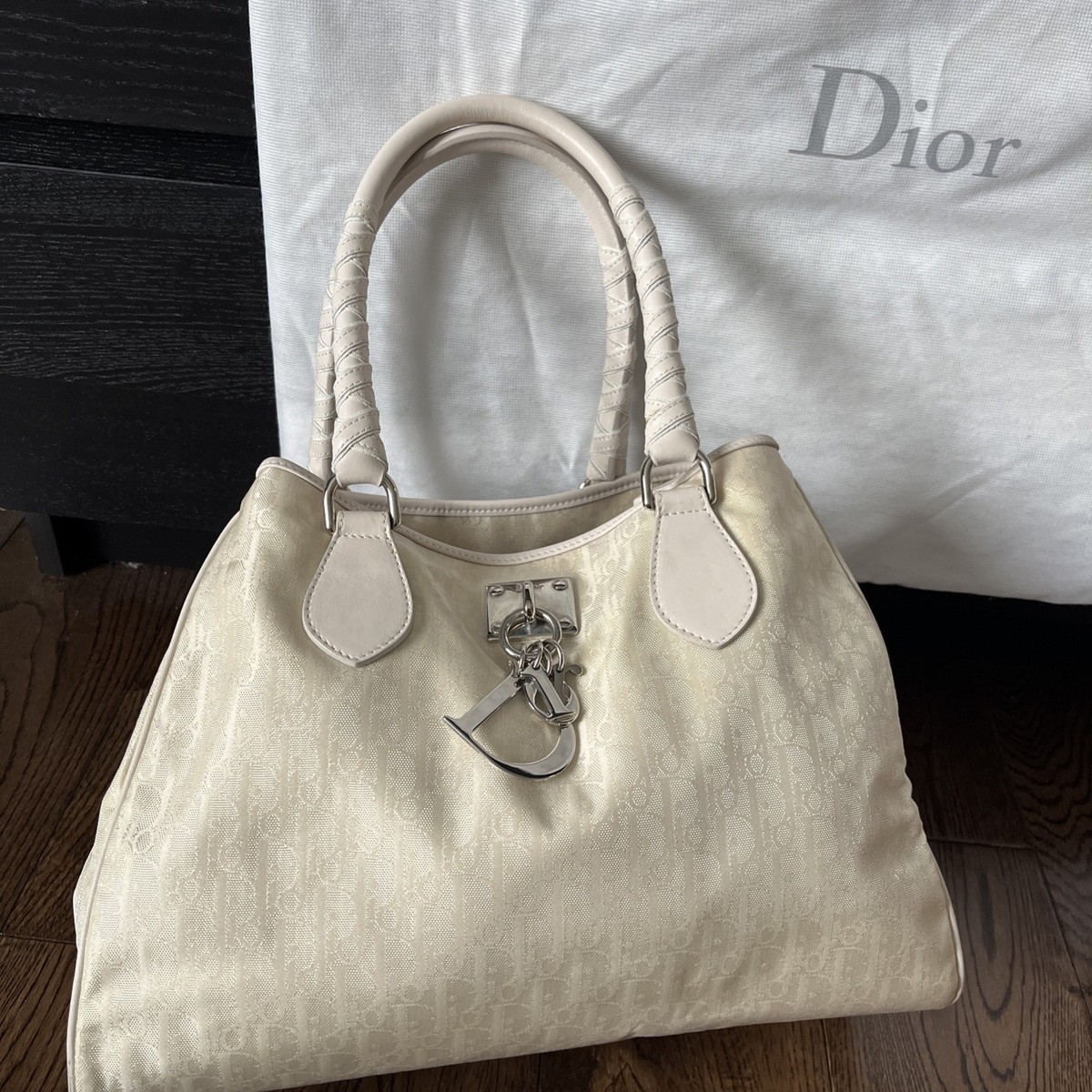Christian Dior トロッター トートバッグ アイボリー Christian Dior Trotter Handbag Tote Ivory White Charm Romantique