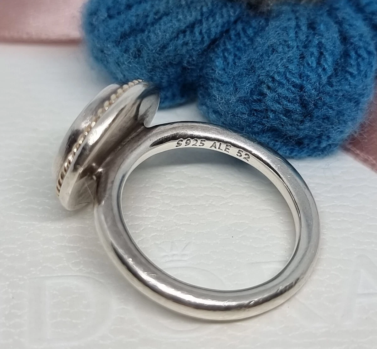 Genuine Pandora Silver Gold Daisy Mother of Pearl Ring Size 52 S925 ALE
