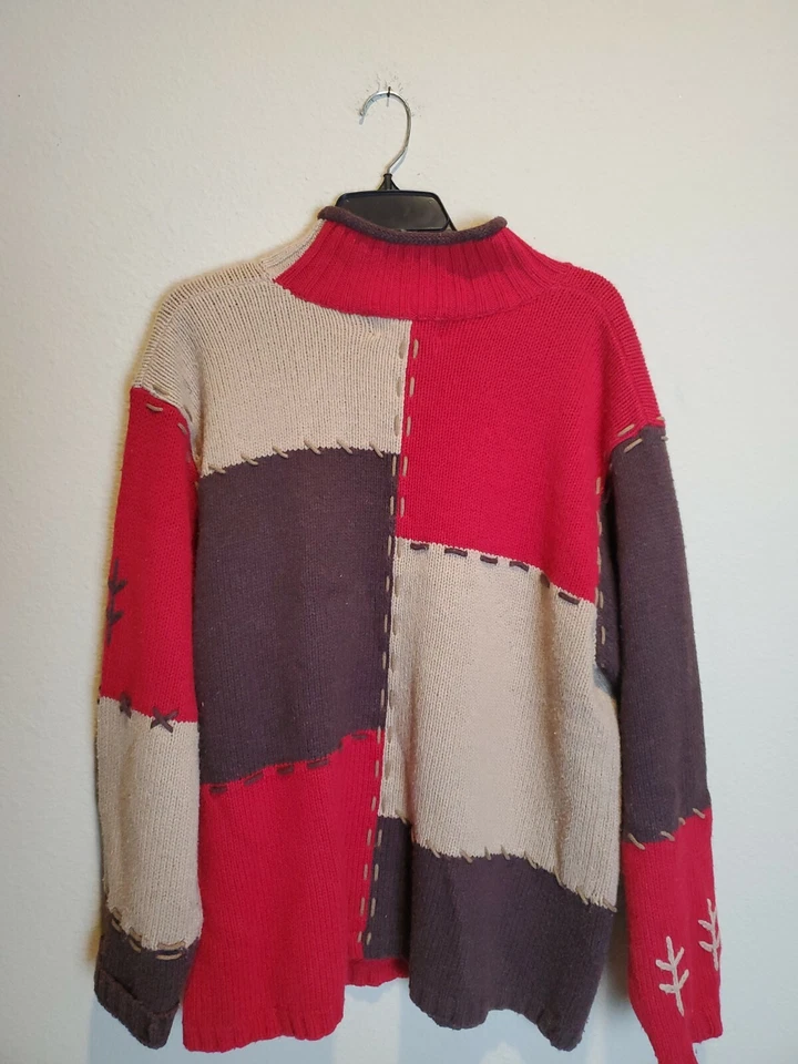 女士松树毛衣红色、米色、棕色 1/4 拉链 -- XXL 码 — 第 4/4 张图片