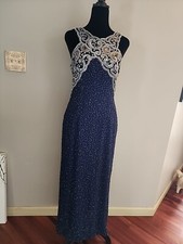Navy Beaded Gown