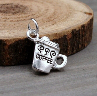 Silver Coffee Mug Charm - Coffee Cup Charm - Barista Charm - Coffee Lover Gift 