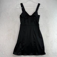 Bershka Mini Dress Satin Tie Front Party Cocktail Dress Black Size S