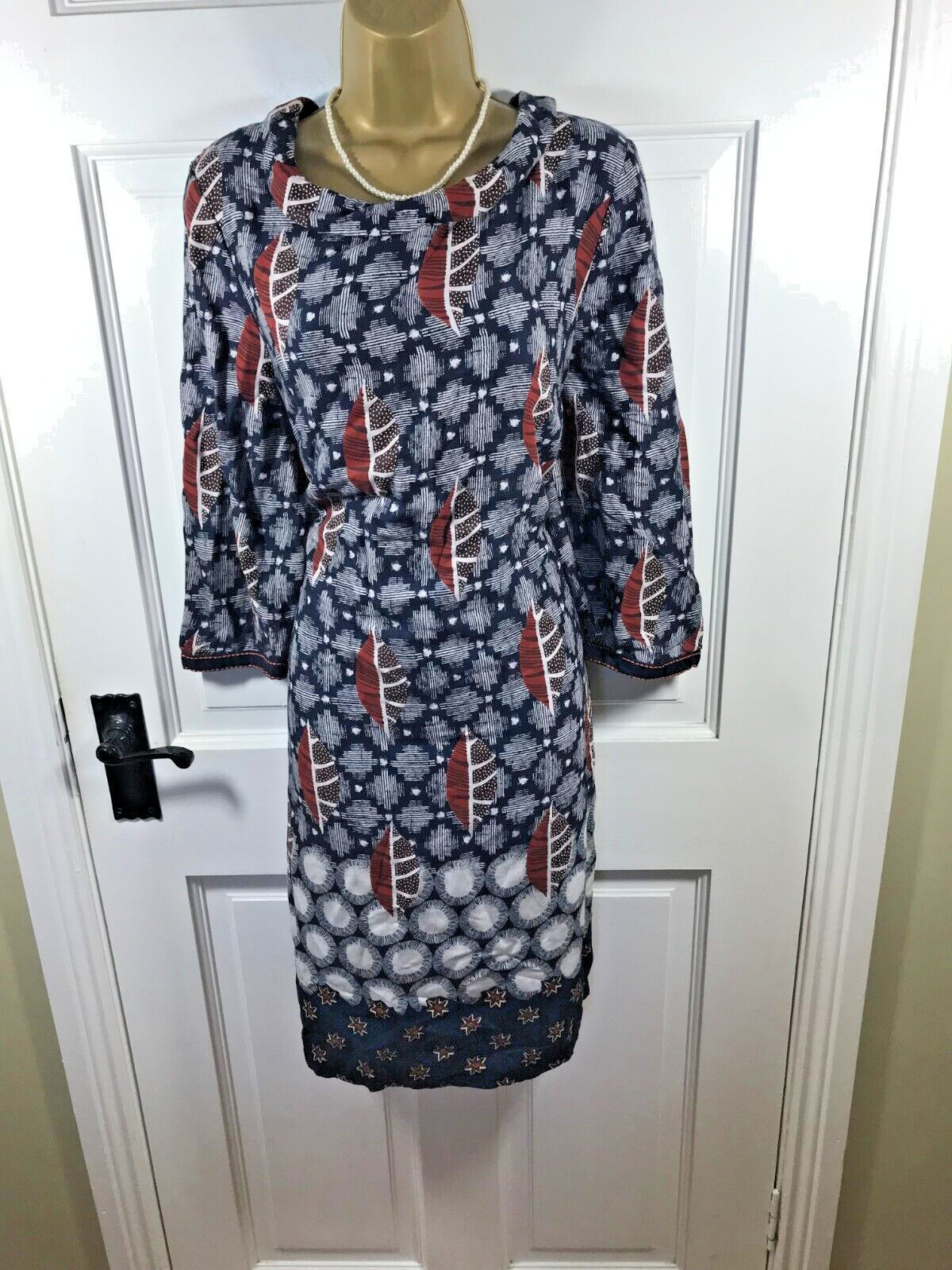 White Stuff Blue Patterned Tunic Style Lined Dres… - image 4