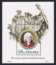 Poland 2712a sheet,MNH.Michel 3012 Bl.91-II. Johann Sebastian Bach,1985