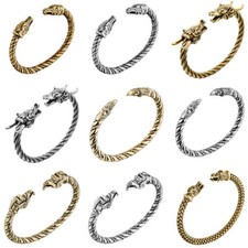 Männer Viking Dragon Wolf Kopf Punk Armband Norse Mythology Tier Armreif Schmuck