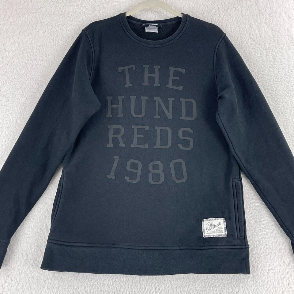 The Hundreds Sweater Mens Large Black Long Sleeve Pullover Crew Neck Cotton Knit - Image 2 of 4