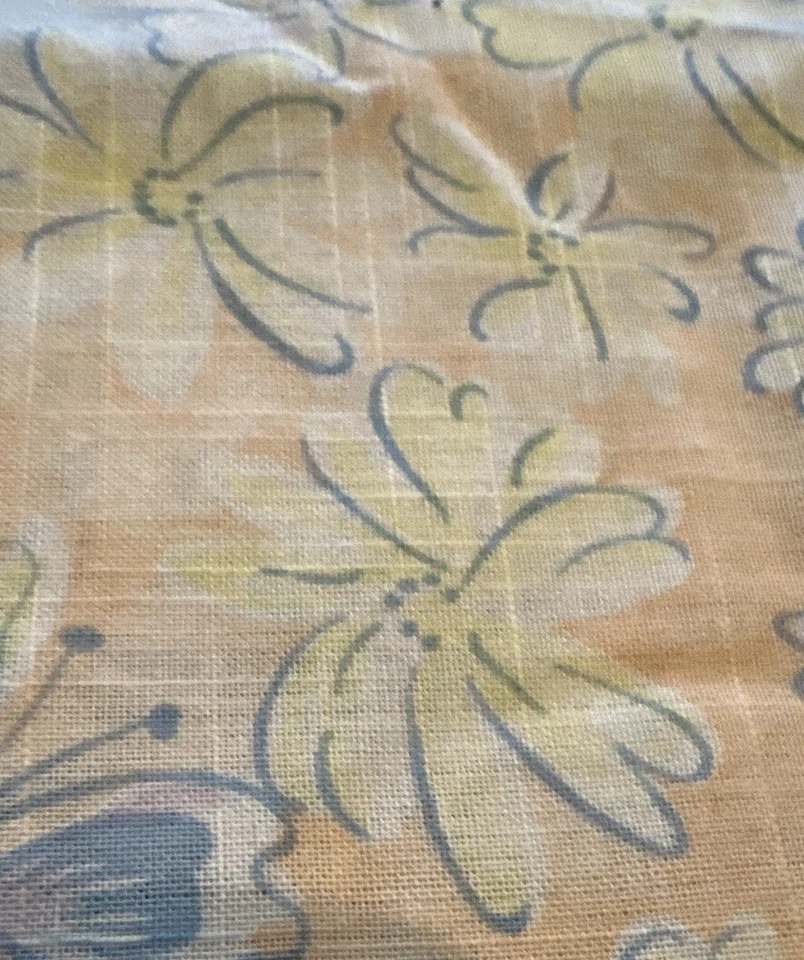 Vintage Floral Wamsutta Cotton Fabric W44” x2.75Yards Orange Blue Yellow Daisies - Image 4 of 4
