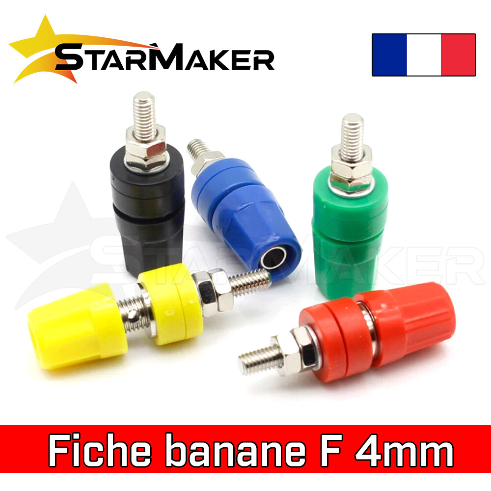 6 Connecteurs Banane 4mm à Visser – Uxcell, 2 Couleurs (paire De 6)
