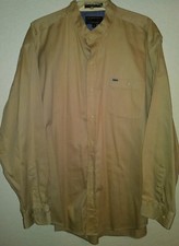Rodeo Country Western Shirt Beige Khaki Banded Collarless Alexander Julian XL