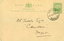 Bermuda 1913 PSC  Postal Stationery Card Caraval  ½P  Pembroke Church  to Camdem